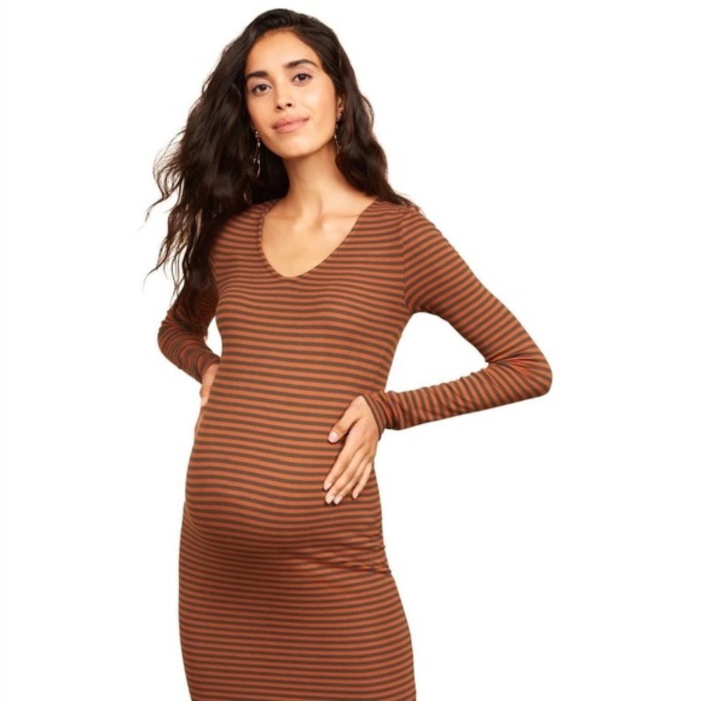 Mimi Maternity Long Sleeve Rib Knit Dress, size S - Picture 1 of 4